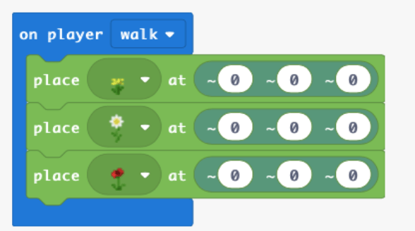 Flower footsteps code blocks