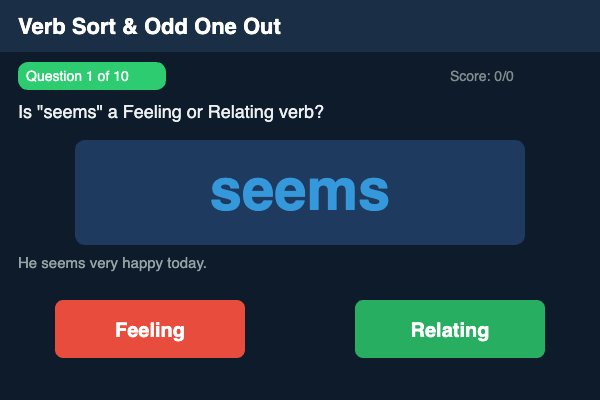 Verb Sort and Odd One Out activity