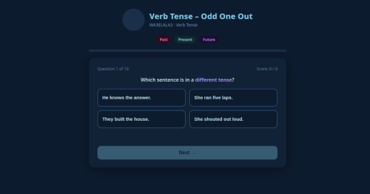 Verb Tense  Odd One Out