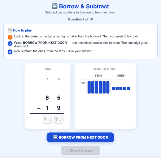 Borrow  Subtract